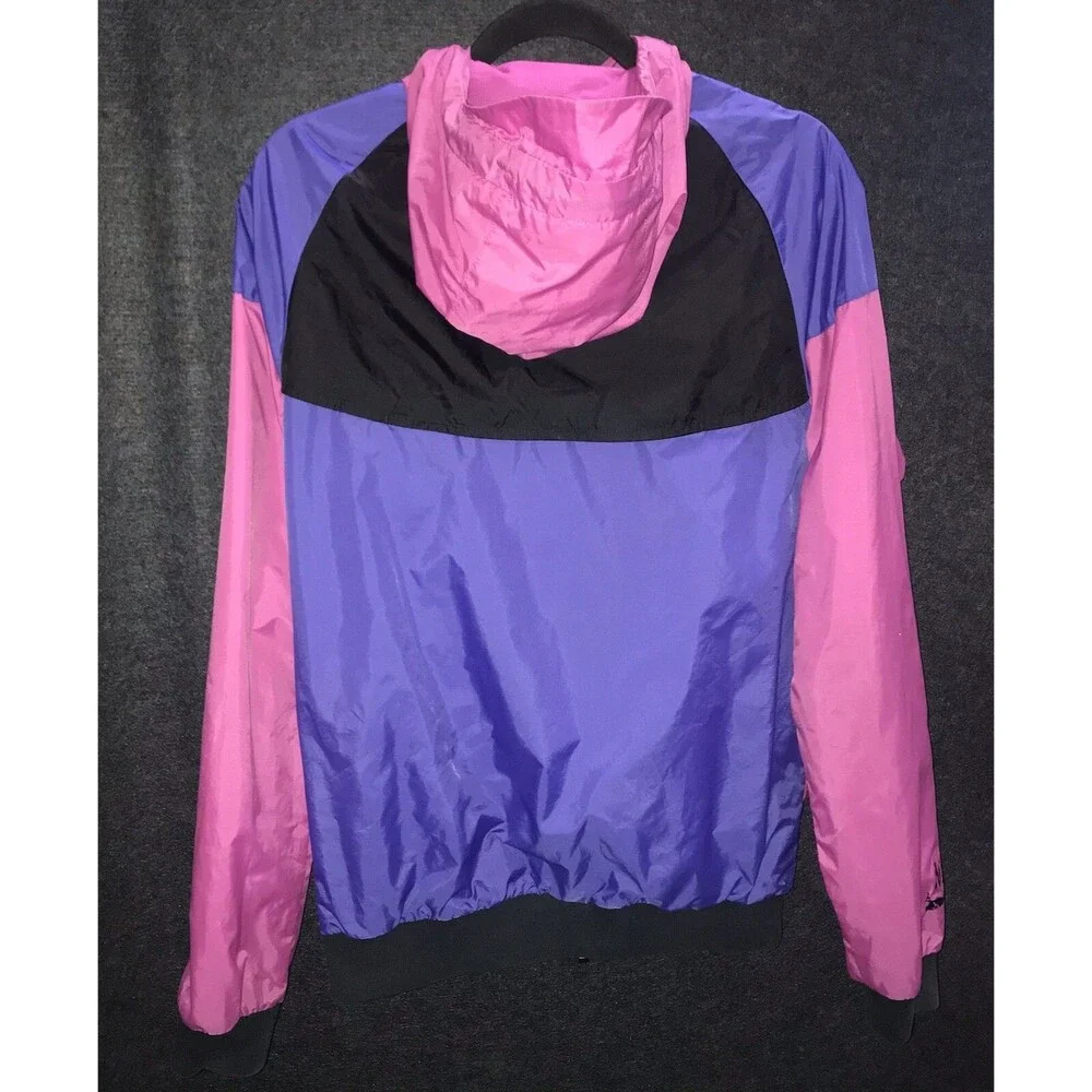 Nike Vtg Hike Man Hood Windbreaker Small Retro Jacket Red Blue Pink‎ Colorblock